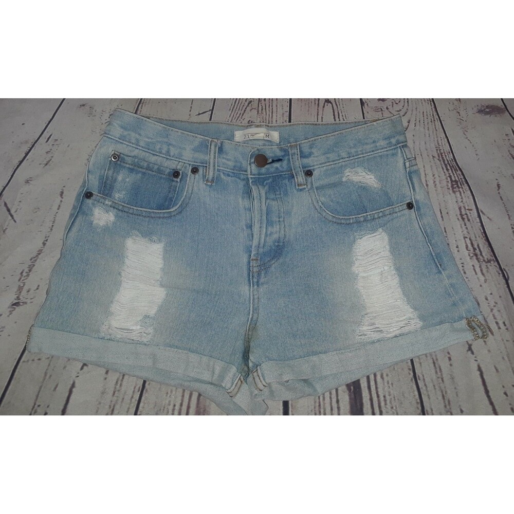 2.1 denim Light Wash Cuffed distressed jean shorts size 27